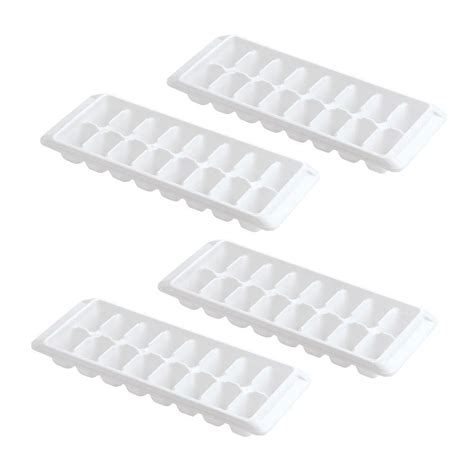Kitch Easy Release White Plastic Ice Cube Tray 16 Cube Trays Pack Of