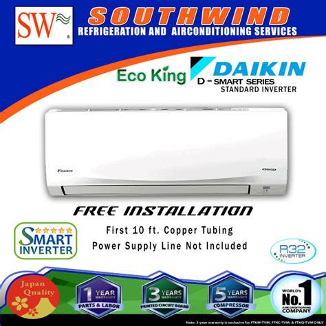 Daikin Hp Dsmart Series Split Type Inverter Free Installation