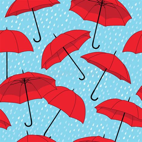Vector Seamless Pattern With Umbrellas Stock Vector Illustration Of
