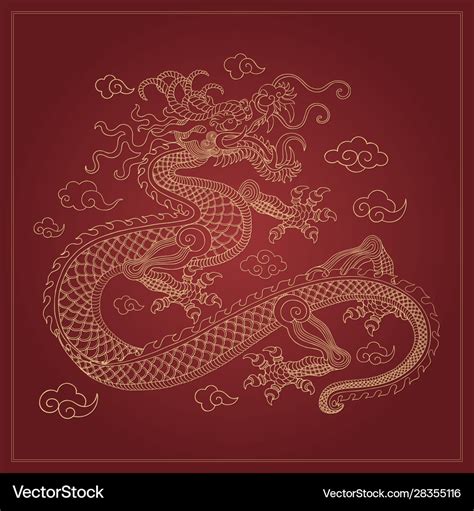 Ancient Chinese Dragon Art Design Royalty Free Vector Image