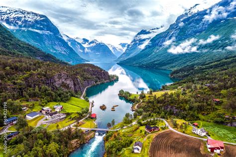 Beautiful Nature Norway Aerial Photography ภาพถ่ายสต็อก Adobe Stock