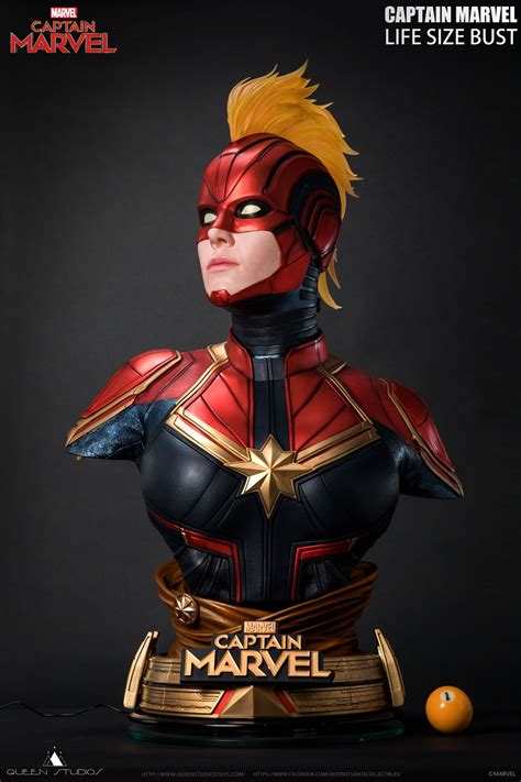 Captain marvel's comic and cosmic origins. Captain Marvel Life Size Bust by Queen Studios - The ...