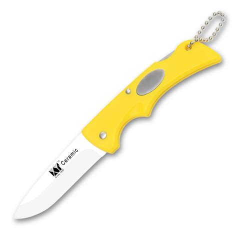 Yellow Color Folding Ceramic Knife Non Slip Abs Tpr Handle Sharp