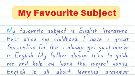 My Favourite Subject Paragraph My Favourite Subject Essay Youtube