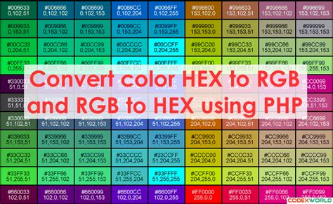 Convert Color Hex To RGB And RGB To Hex Using PHP CodexWorld Hex Color Codes Coding Hex Codes