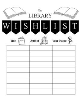 Results For Library Book Wish List TPT