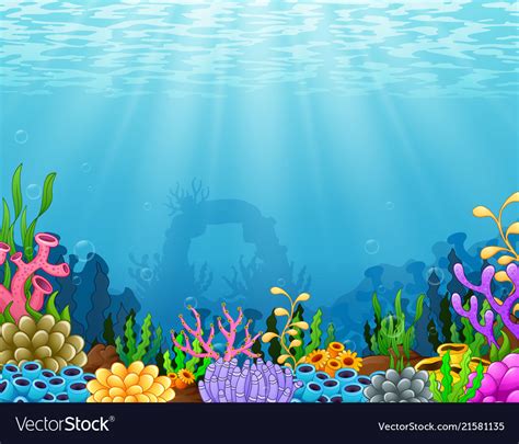 Underwater Scene With Tropical Coral Reef Vector Image