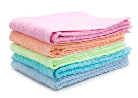 Pile Of Rainbow Colored Towels Stock Photo Image Of Colorful White