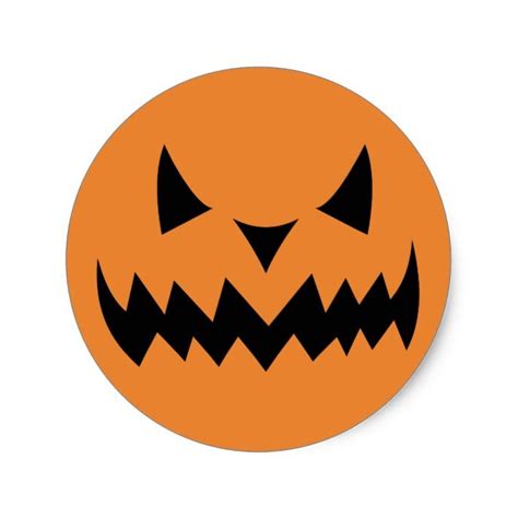 Halloween Pumpkin Face Classic Round Sticker In 2021