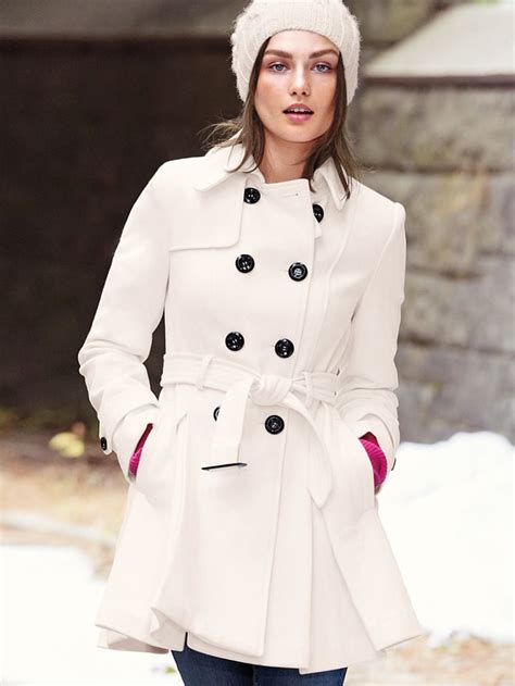 Victorias Secret The Wool Trench Coat In White Winter White Lyst
