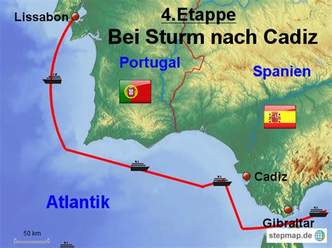 Cadiz has a total area of 4,671,836.62 square miles (12100000 km2). 4. Etappe Lissabon-Cadiz von WWINKLER - Landkarte für Spanien