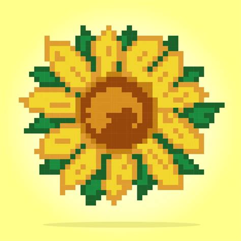 8 Bit Pixel Of Sunflower Plant Pixel For Game Assets And Cross Stitch