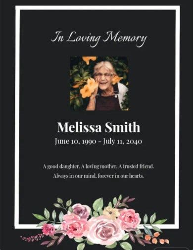20 Obituary Card Templates Free Printable Word Excel Pdf Psd