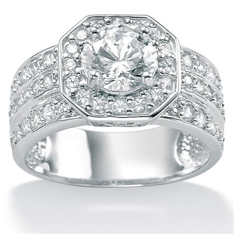 226 Tcw Round Cubic Zirconia Octagon Engagement Anniversary Ring In