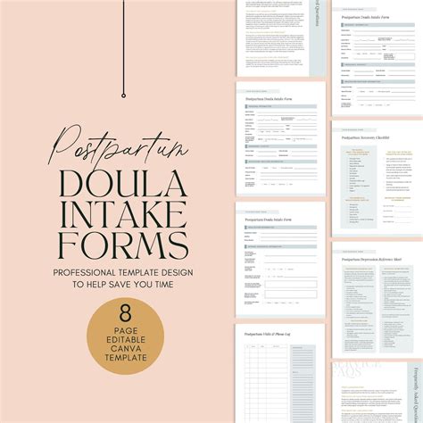 Postpartum Doula Client Intake Forms Template Postpartum Etsy