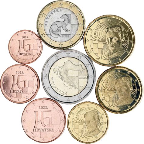 Kroatien 2023 Kursmünzen Bankfrisch 8 Münzen 1 Cent Bis 2 Euro K