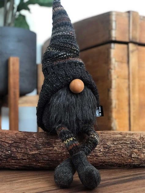 Winter Home Gnome Black Sweater Gnome Dark Gnome Diy Gnomes