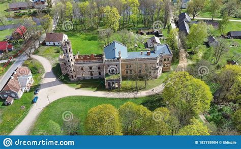Aerial Photo Of Destroyed Odzienas Castle In Latvia Europe Detail Of