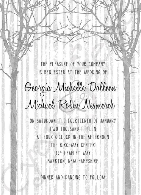Winter Trees Wedding Invitation Print Your Own Or Digital Etsy
