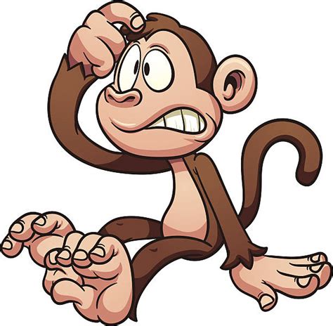 Royalty Free Cartoon Of The Monkey Scratching Clip Art Vector Images