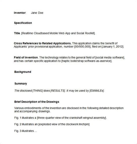 Patent Application Template 12 Free Word Pdf Documents Download