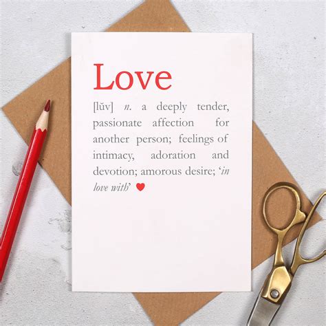 Love Definition Romantic Wedding Or Anniversary Card By