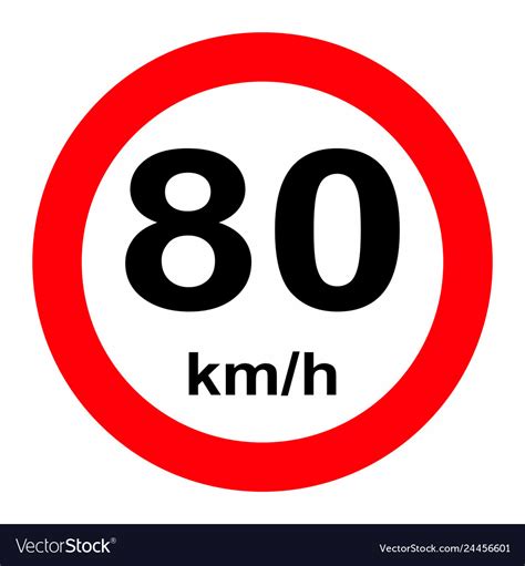 Speed Limit Traffic Sign 80 Royalty Free Vector Image