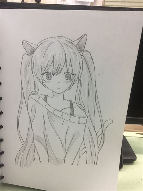 Anime Girl Drawing Çizim Anime Kedi Anime