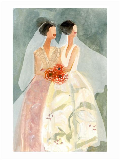 two brides archival quality giclee print by gayle kabaker art new yorker covers june bride