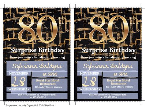 80th Surprise Birthday Invitation, Surprise 80th Birthday Invitation