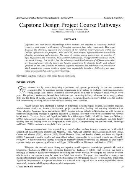 Examples Of College Capstone Papers Sample Capstone Paper Apa Format