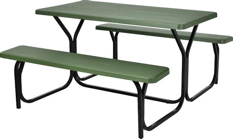 Moccha Picnic Table Bench Set Portable Plastic Picnic Table Wsteel Frame And Wood