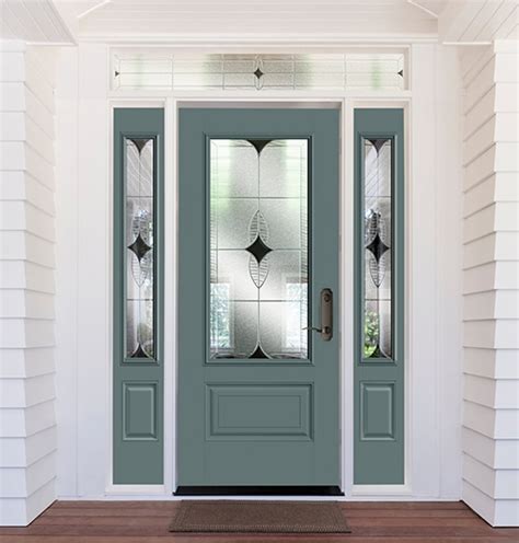 Fiberglass Front Entry Door With Sidelights And Transom Glass Door Ideas