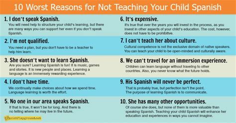 10 Worst Reasons For Not Teaching Your Child Spanish Spanish Playground