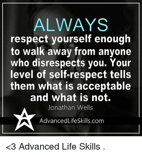 Always Respect Yourself Enough To Walk Away From Anyone Who Disrespects