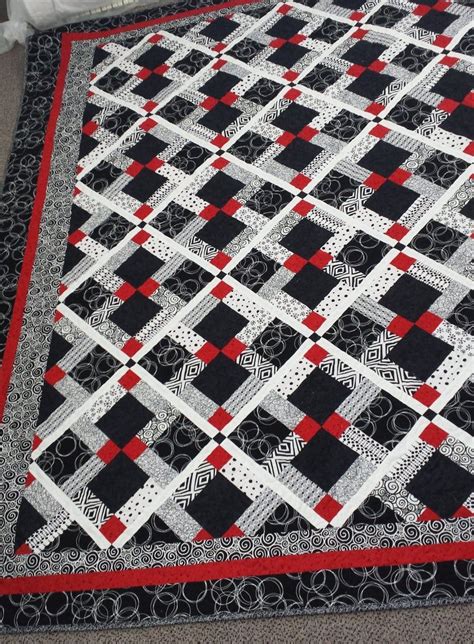 Gorgeous Black White And Red Custom Made Queen Size Quilt Etsy