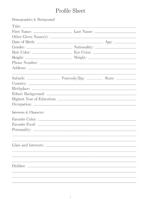 Character Profile Sheet Extramaster