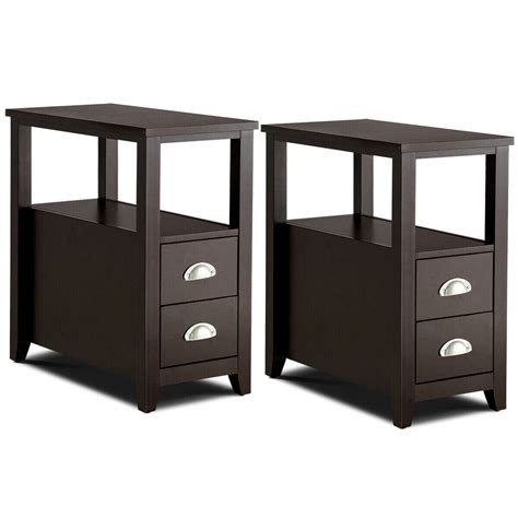Gymax Set Of 2 End Bedside Table Rectangular Nightstand With 2 Drawers