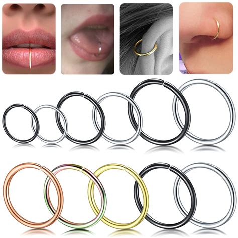 5pcslot Surgical Steel Bendable Fake Nose Rings Lip Ear Nose Clip On Fake Septum Piercing Body