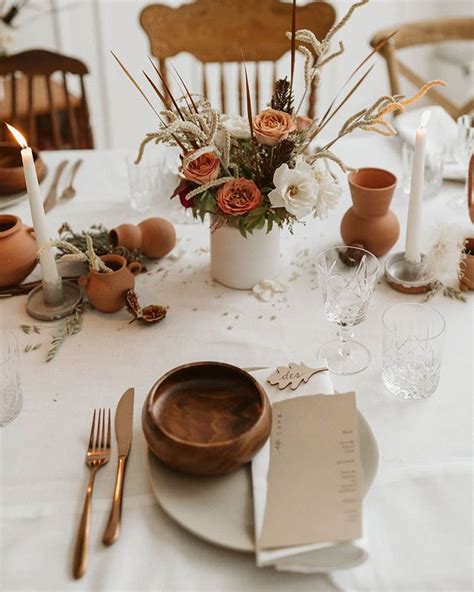 Modern Boho Minimal Tablescape Idea Wedding Table Fall Wedding Floral Wedding Wedding