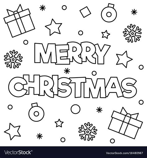 Merry Christmas Coloring Page Royalty Free Vector Image