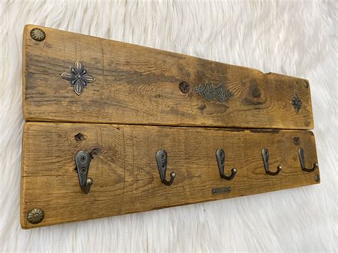 Handmade Key Holder Hook Rack Reclaimed Wood Rustic Farmhouse Etsy