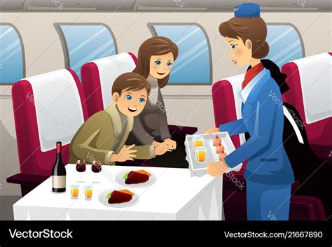 flight attendant in an airplane royalty free vector image