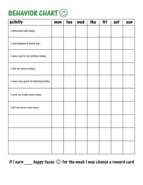 Blank Behavior Chart Printable