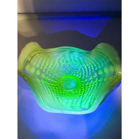 Unique Uranium Milk Glass Footed Dish