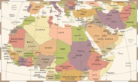 North Africa Map Vector Illustration Stock Illustration