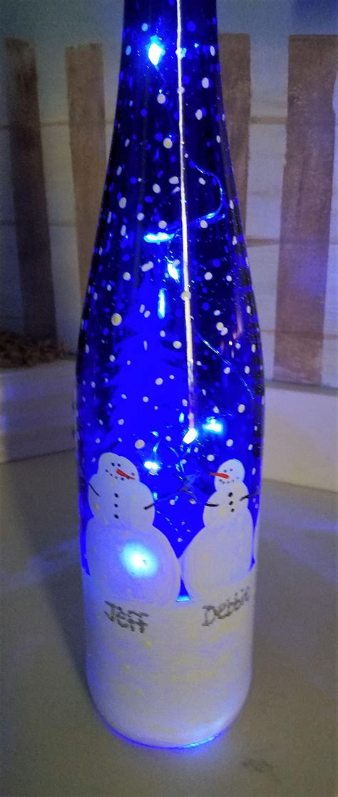 Bonhomme De Neige Allumer Bouteille De Vin Décoratif Lumière Etsy