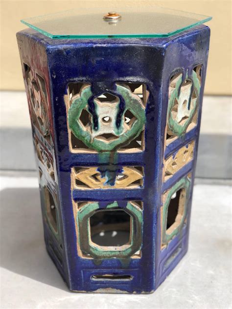 Garden Stool Blue Chinese Glazed Ceramic Porcelain Outdoor ...