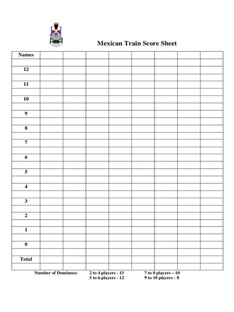 Mexican Train Score Sheet 3 Free Templates In Pdf Word Excel Download