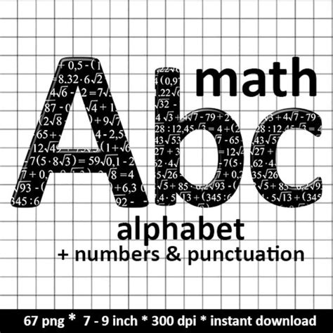 Math Alphabet Clipart Font With Math Equations Pattern With Etsy